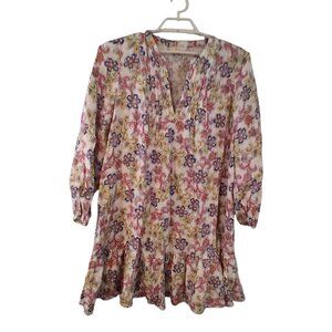 Boden dress womens US 12 Long tiered linen mini dress pockets 100% linen